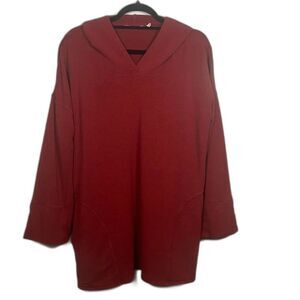 Soft Surroundings Red Long Sleeve Pullover Hoodie Size Large